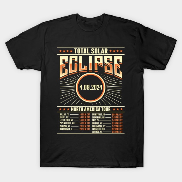 Total Solar Eclipse 2024 North America Tour T-Shirt by HCMGift